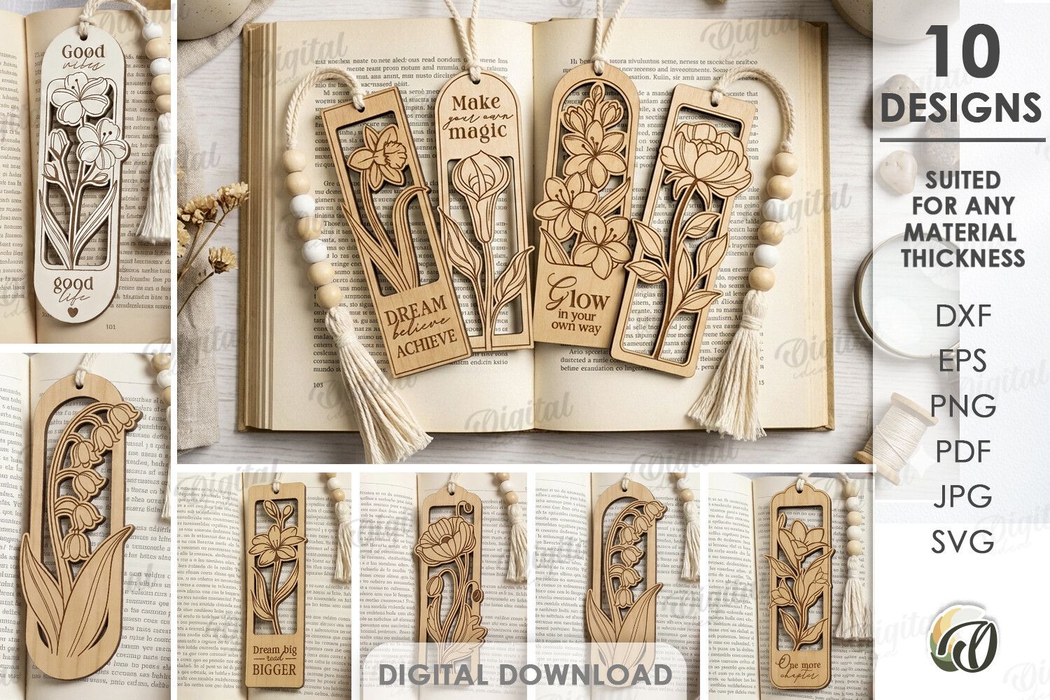 Floral Bookmarks Bundle Laser Cut