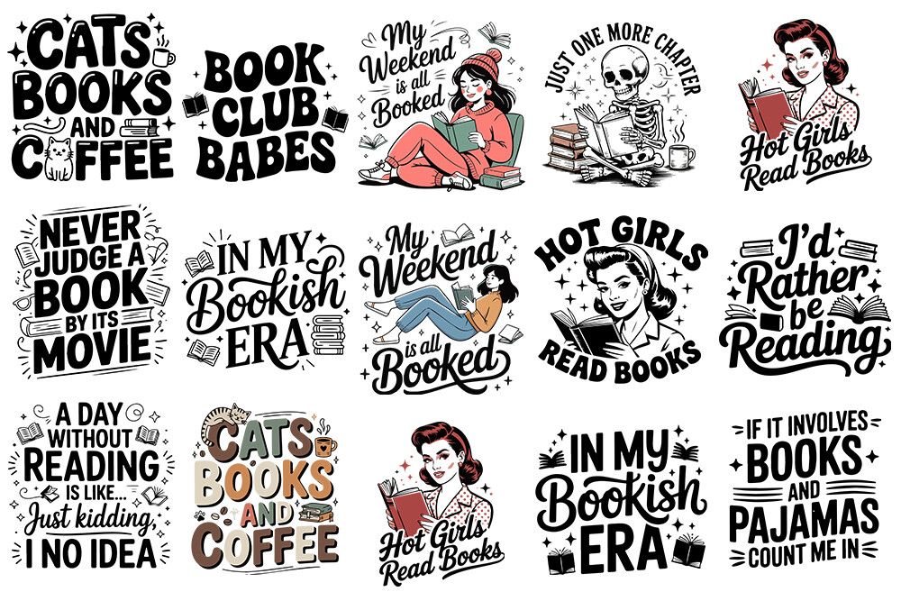 Book Lover SVG Bundle | 16 Designs | Rea