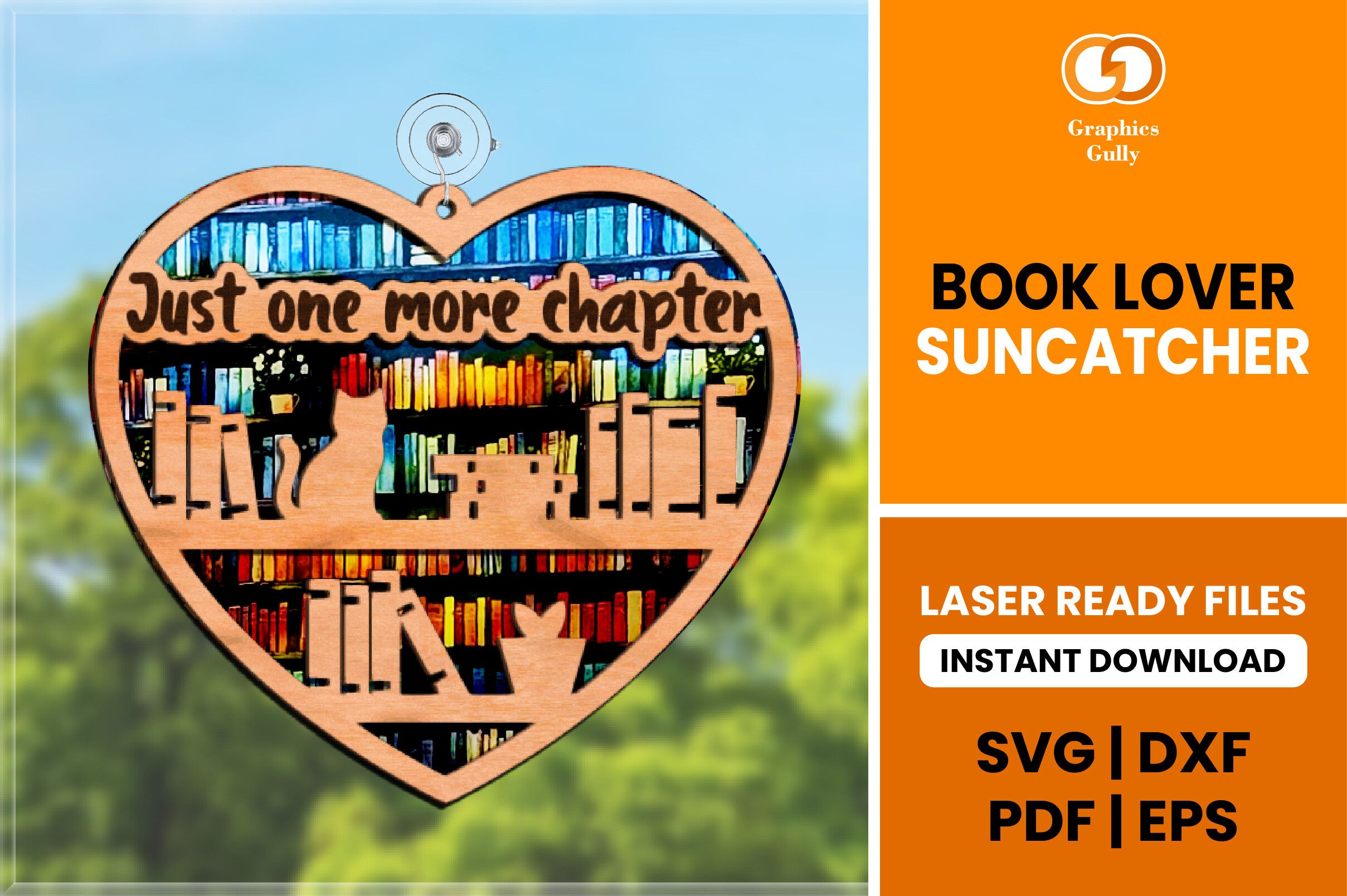 Book Lover Bookshelf Suncatcher SVG