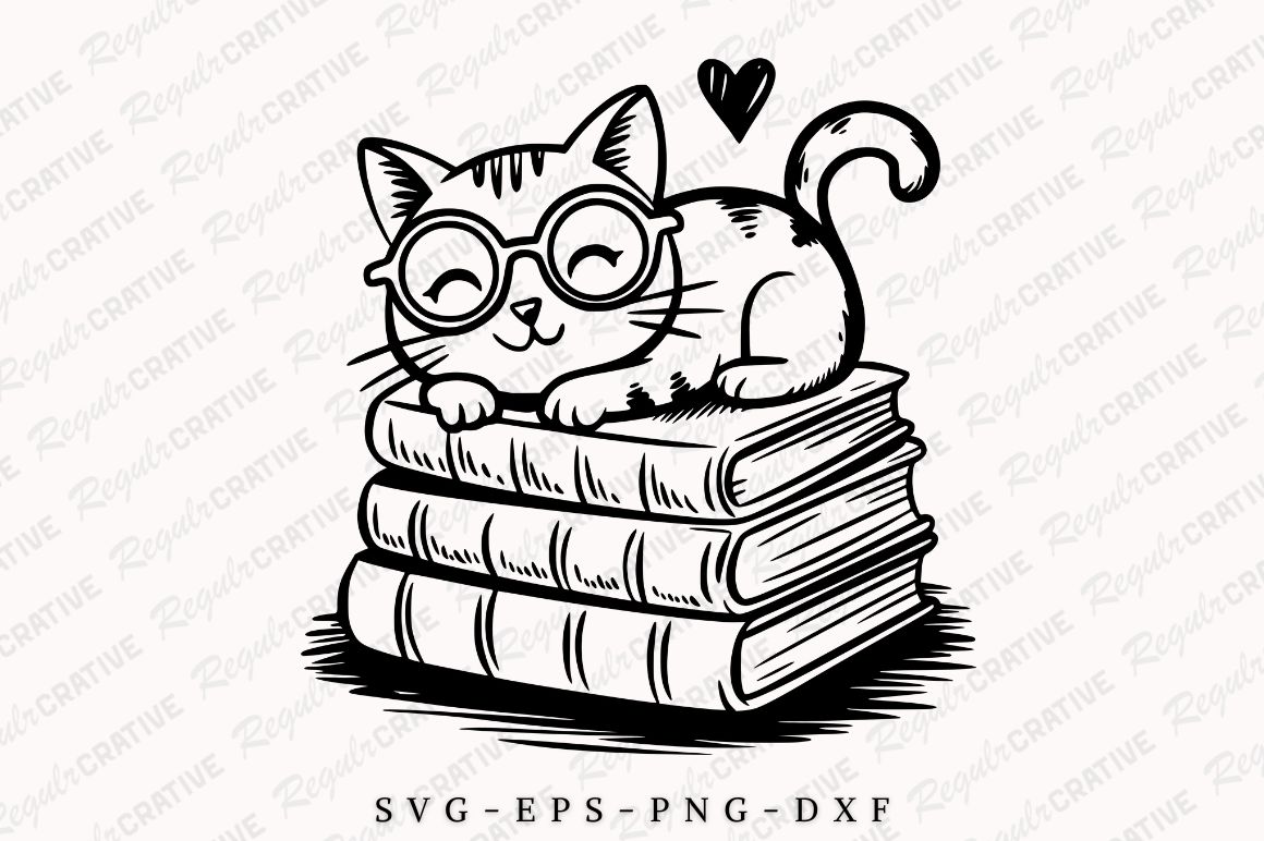 Book Lover SVG, Cat Bookmark SVG,Cat SVG