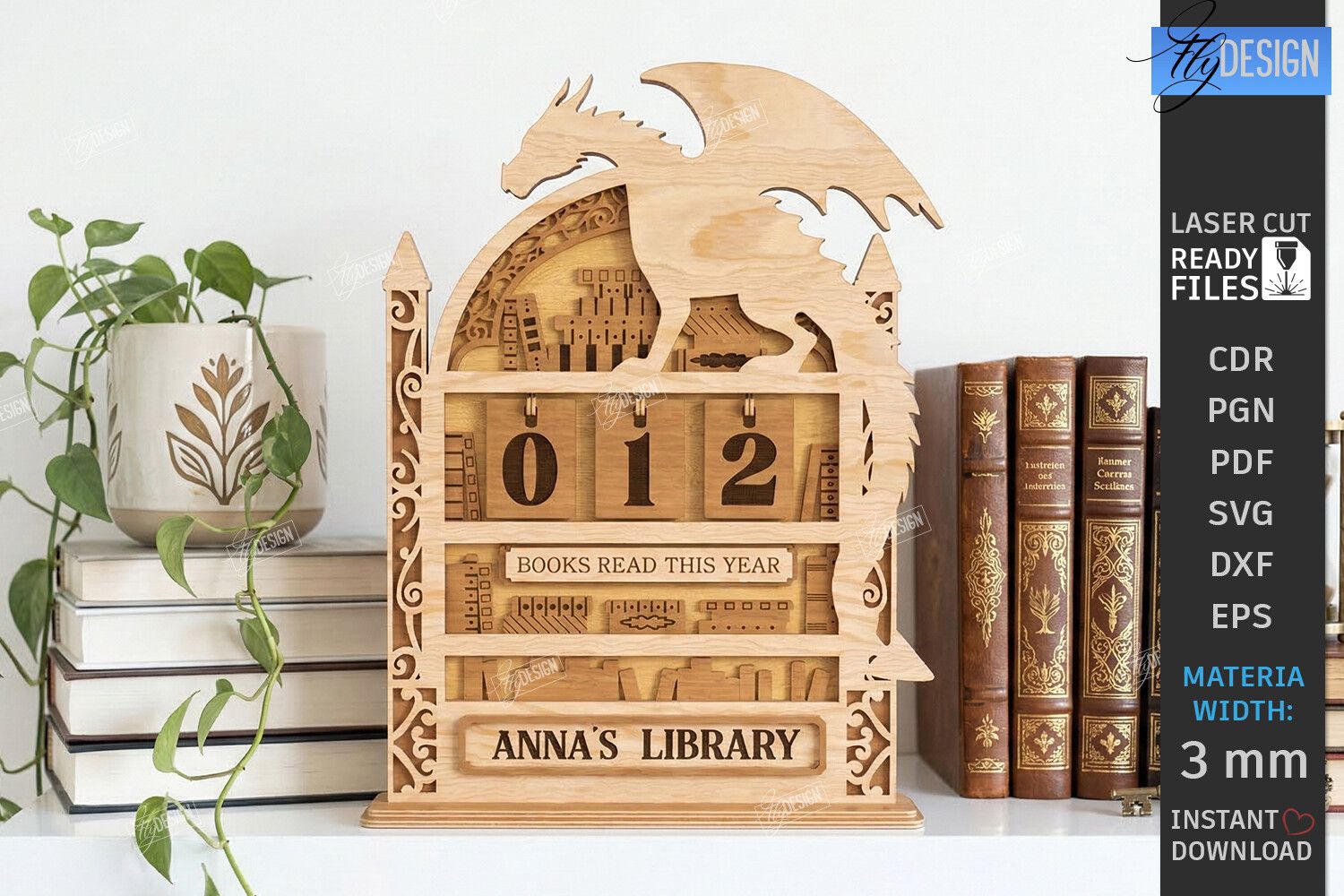 Retro Books Read Tracker Laser Cut | CNC