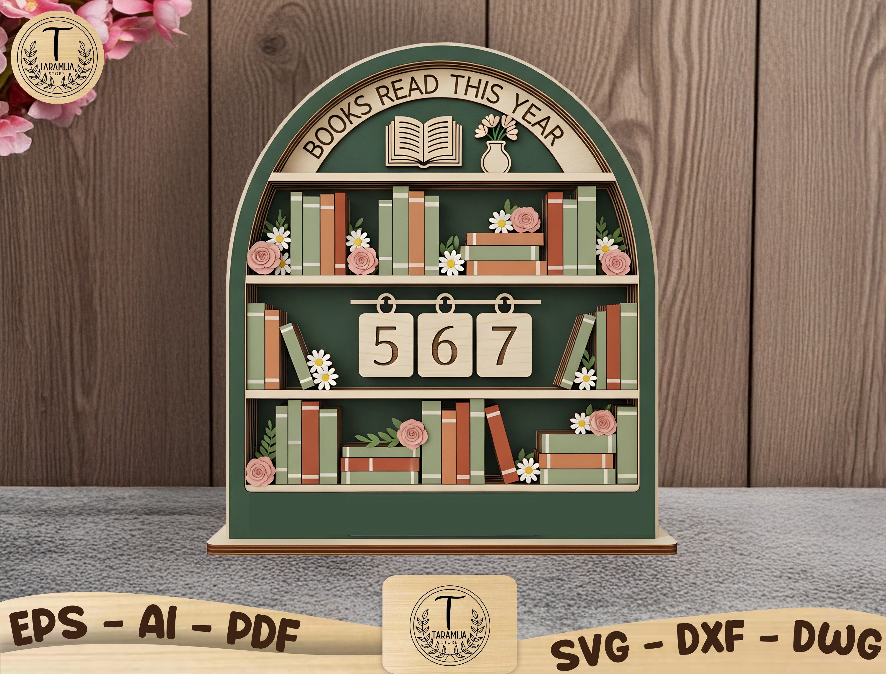 Bookshelf Reading Tracker Lasercut SVG