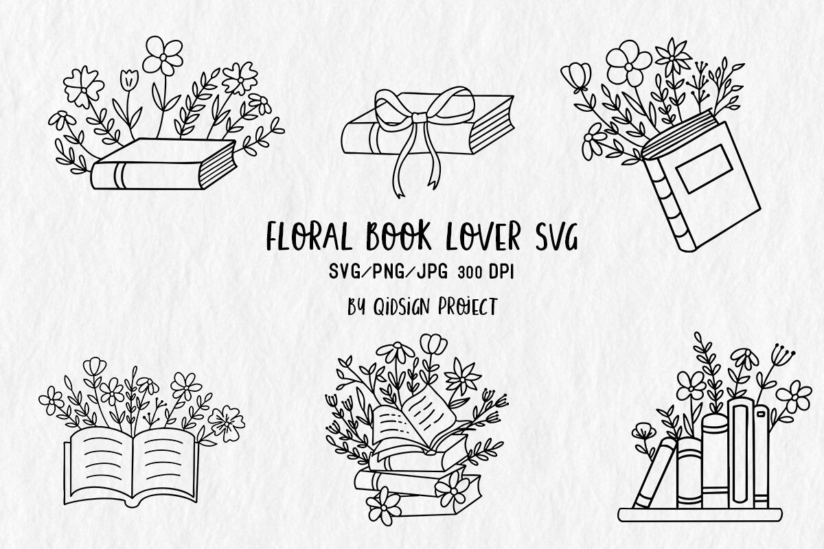 Floral Book Lover SVG Set