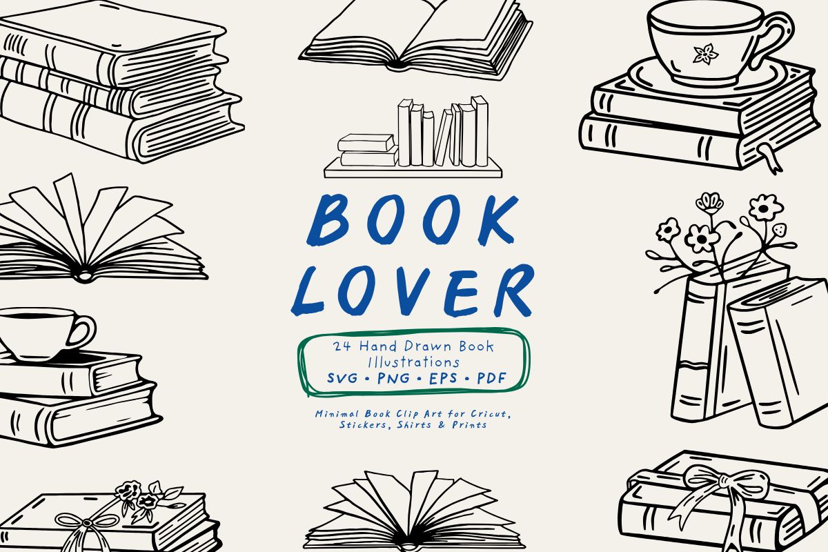 Book Lover Line Art Bundle | Book Art
