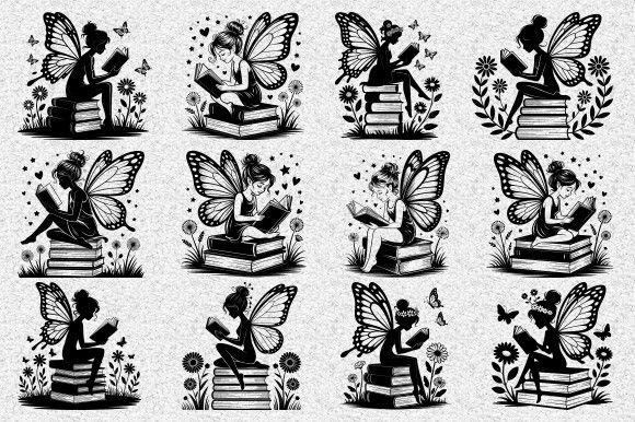 Reading Fairy SVG,Fairy Reading Book SVG